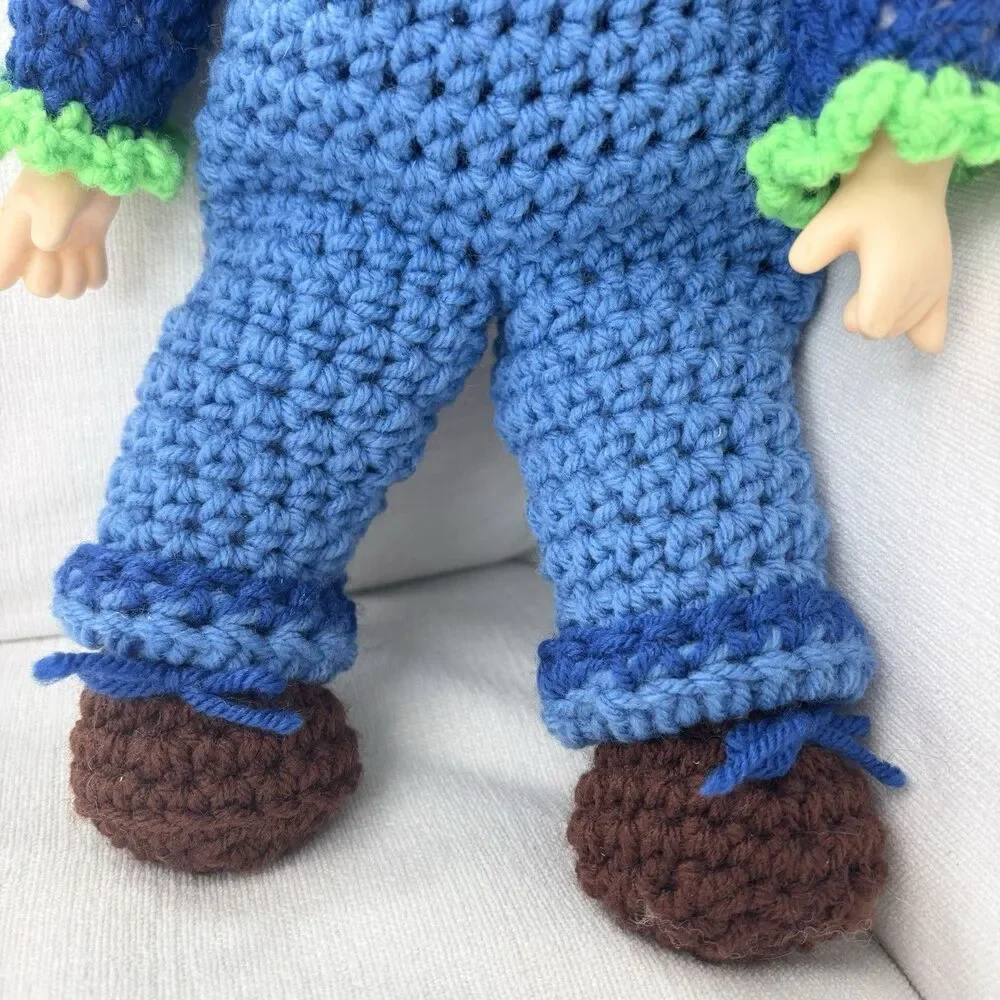 Vintage Doll Ice Cream Face Blueberry Muffin 80s Crochet Clothing Outfit 14”